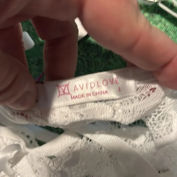 NWT avidlove large white 2 pc lingerie with thong 1328 - Picture 5 of 6